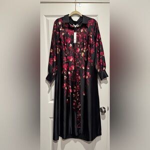 NWT Chico's Black and Red Floral Long Sleeve Dress